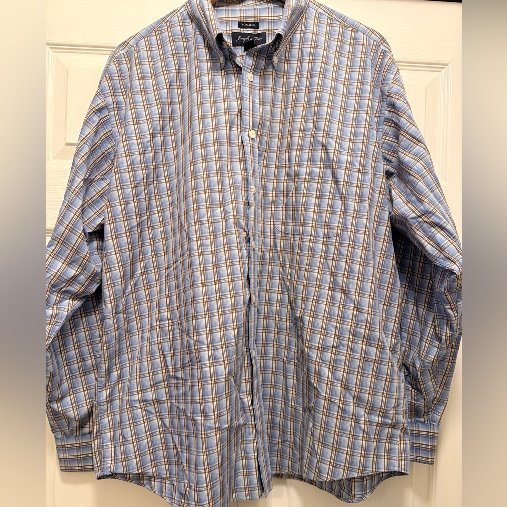 Joseph  Feiss Blue And White Plaid Mens Shirt